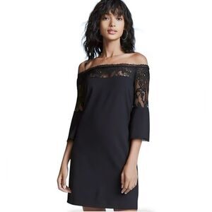 BB Dakota 'Desperado' Off-the-Shoulder Lace Mini Sheath Dress in Black Size 2